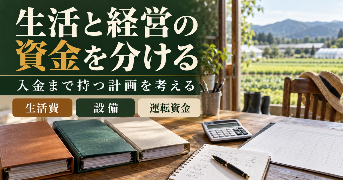 生活費・設備・運転資金を分け入金までの計画を考える。