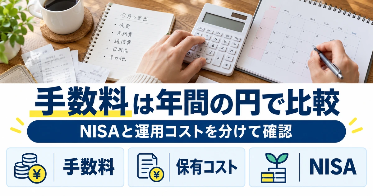 年間の手数料とNISA・保有コストを分けて確認する図
