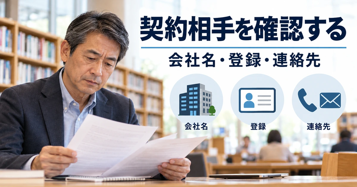 契約会社・登録情報・連絡先を確認する男性