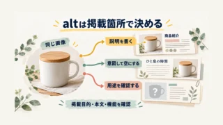 同じ画像でも掲載目的を確認して、説明を書くか空にするか保留するかを選ぶ考え方