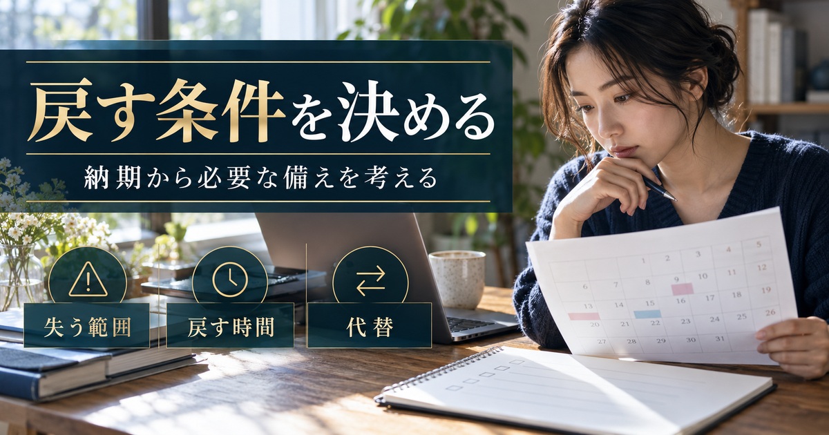 失う範囲・戻す時間・代替を整理し、納期から復元の条件を決める。
