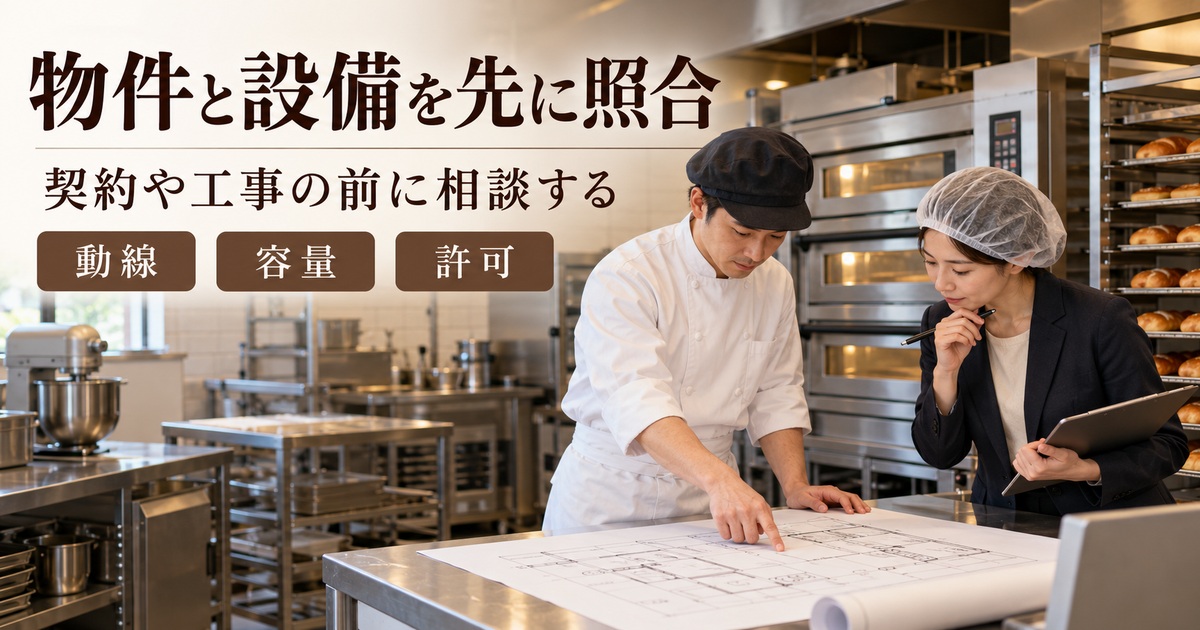 契約や工事の前に、動線・容量・許可から物件と設備を照合する。