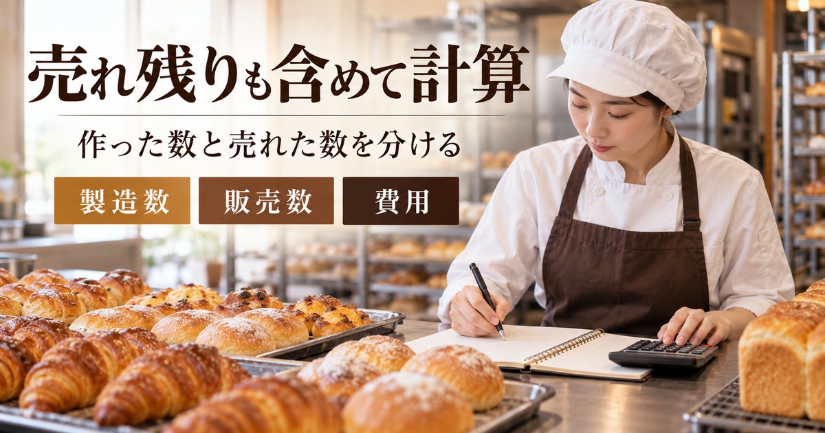 製造数・販売数・費用を分け、売れ残りも含めて計算する。