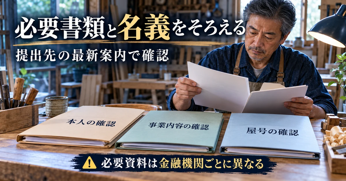 必要書類と名義をそろえる:提出先の最新案内で確認を示す説明用生成画像