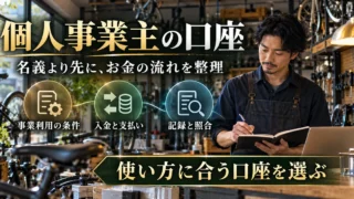 個人事業主の口座：名義より先に、お金の流れを整理を示す説明用生成画像