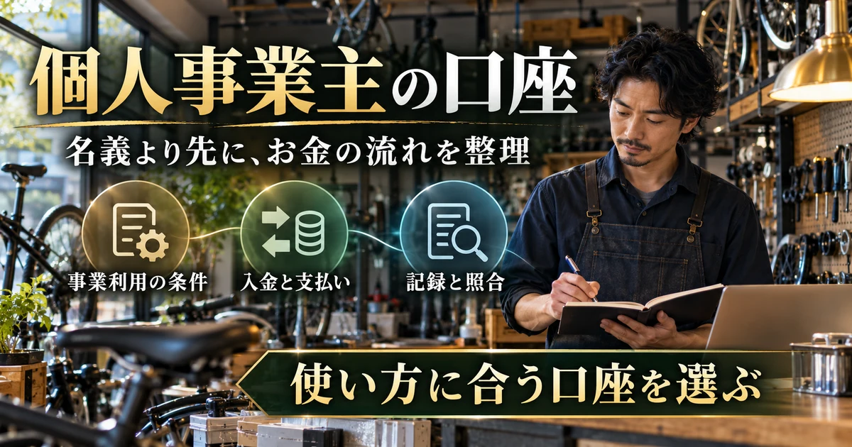 個人事業主の口座：名義より先に、お金の流れを整理を示す説明用生成画像