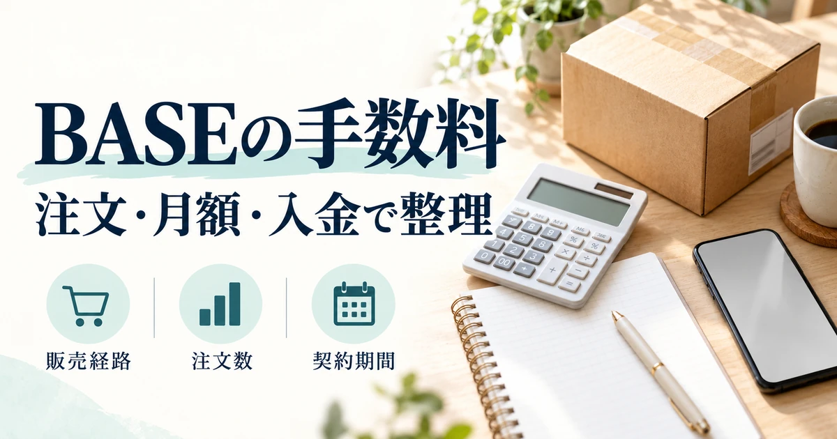 BASEの手数料を販売経路・注文数・契約期間から整理する図