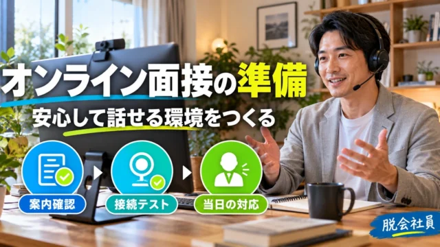 オンライン面接の案内確認・接続テスト・当日の対応を確認する生成イメージ
