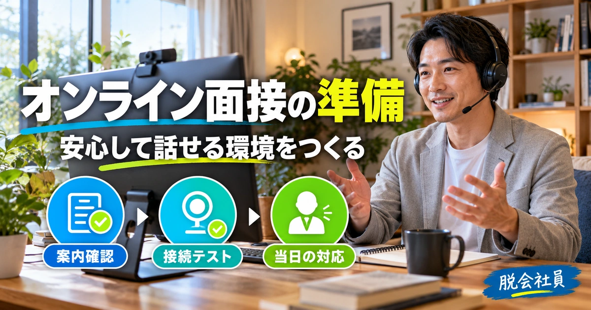 オンライン面接の案内確認・接続テスト・当日の対応を確認する生成イメージ