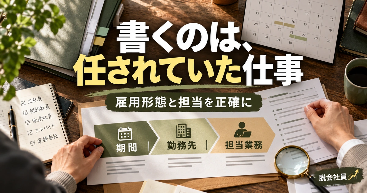 勤務期間・勤務先・担当業務を確認する職歴整理の生成イメージ