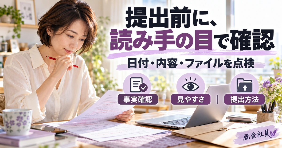 職務経歴書の事実・見やすさ・提出方法を点検する生成イメージ