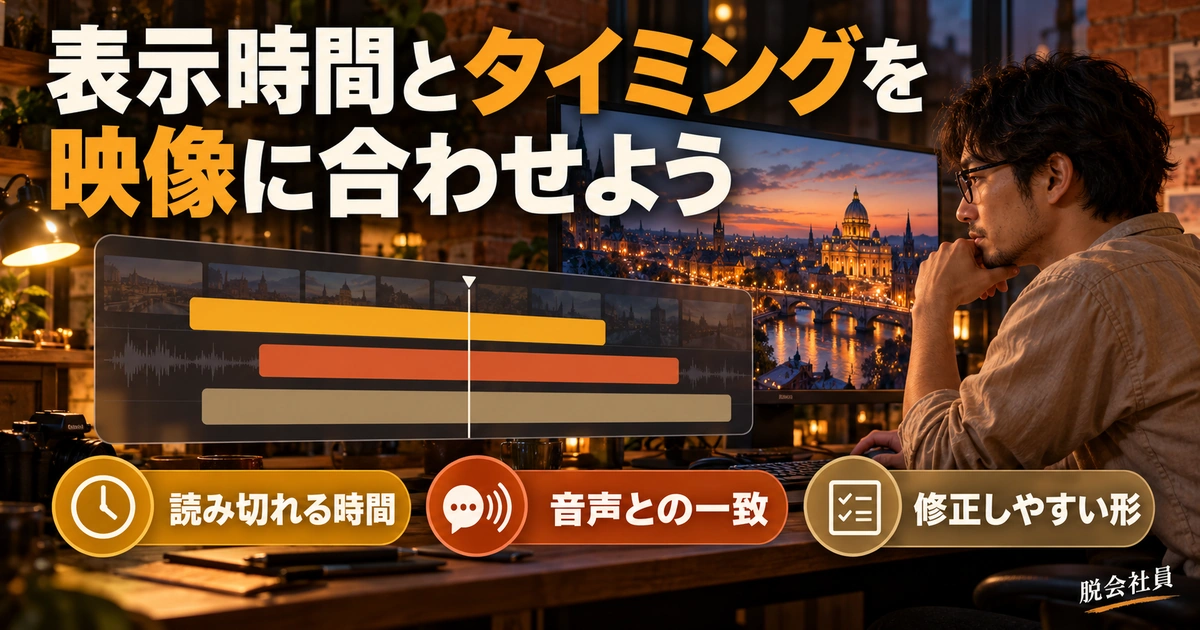 発話・文字・カットのタイミングを合わせる生成イメージ
