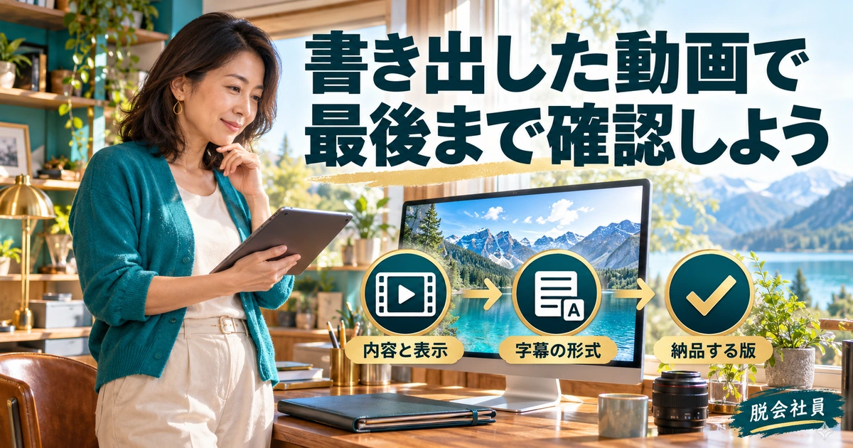 完成動画・字幕ファイル・修正記録を確認する生成イメージ