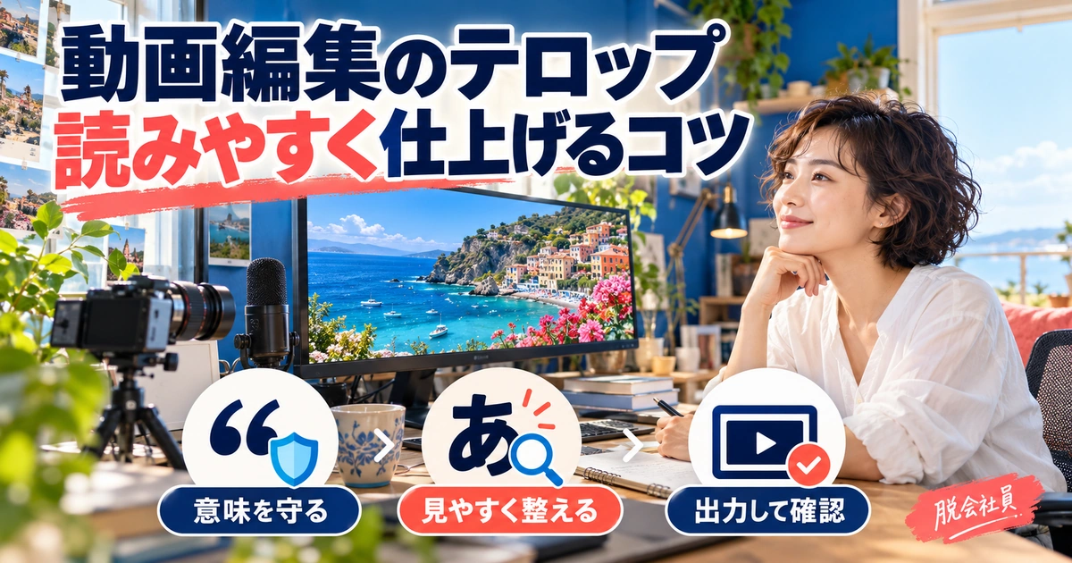 動画編集のテロップの作り方を解説する生成イメージ