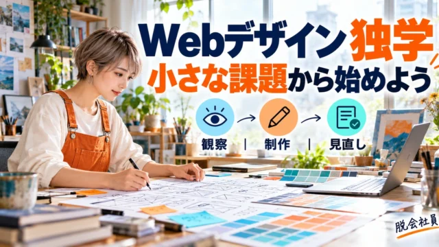 Webデザインを観察・制作・見直しの小さな課題から独学するイメージ