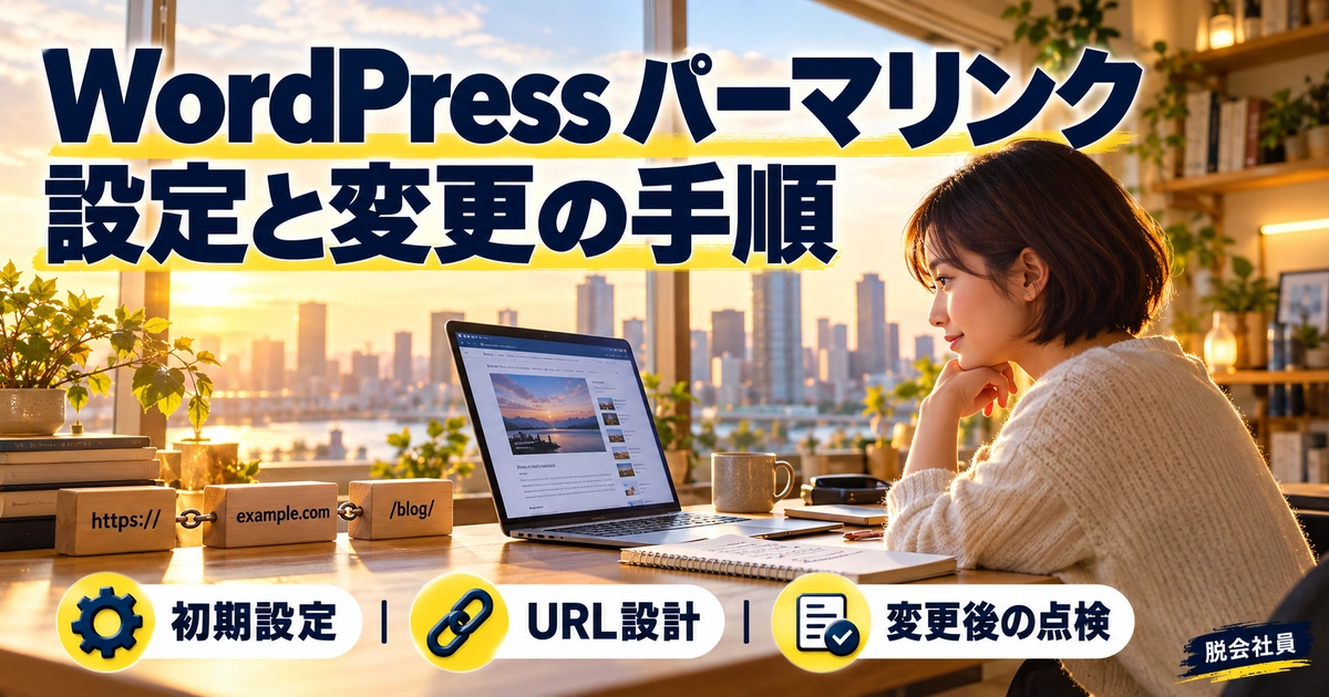 WordPressのパーマリンクを初期設定・URL設計・変更後の点検に分けて考えるイメージ