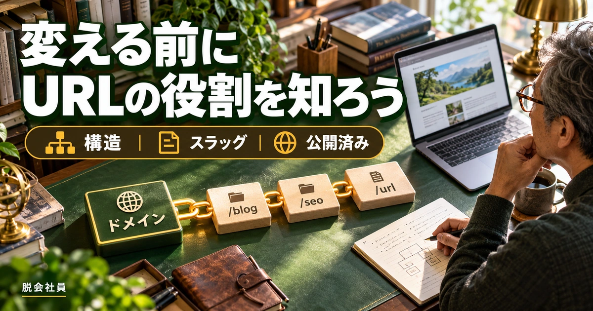 URLの構造とスラッグ、公開済みかどうかを確認するイメージ