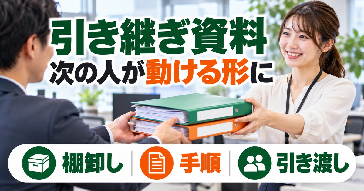 引き継ぎ資料：次の人が動ける形にを写真と図解で説明する生成イメージ