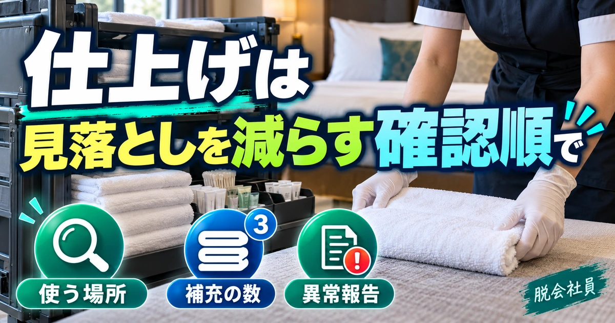仕上げは:見落としを減らす確認順でを写真と図解で説明する生成イメージ