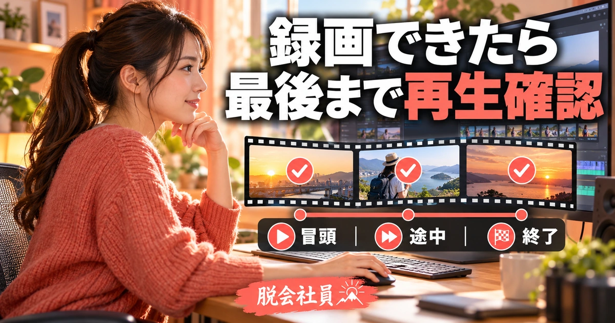 録画できたら。最後まで再生確認を説明する生成イメージ