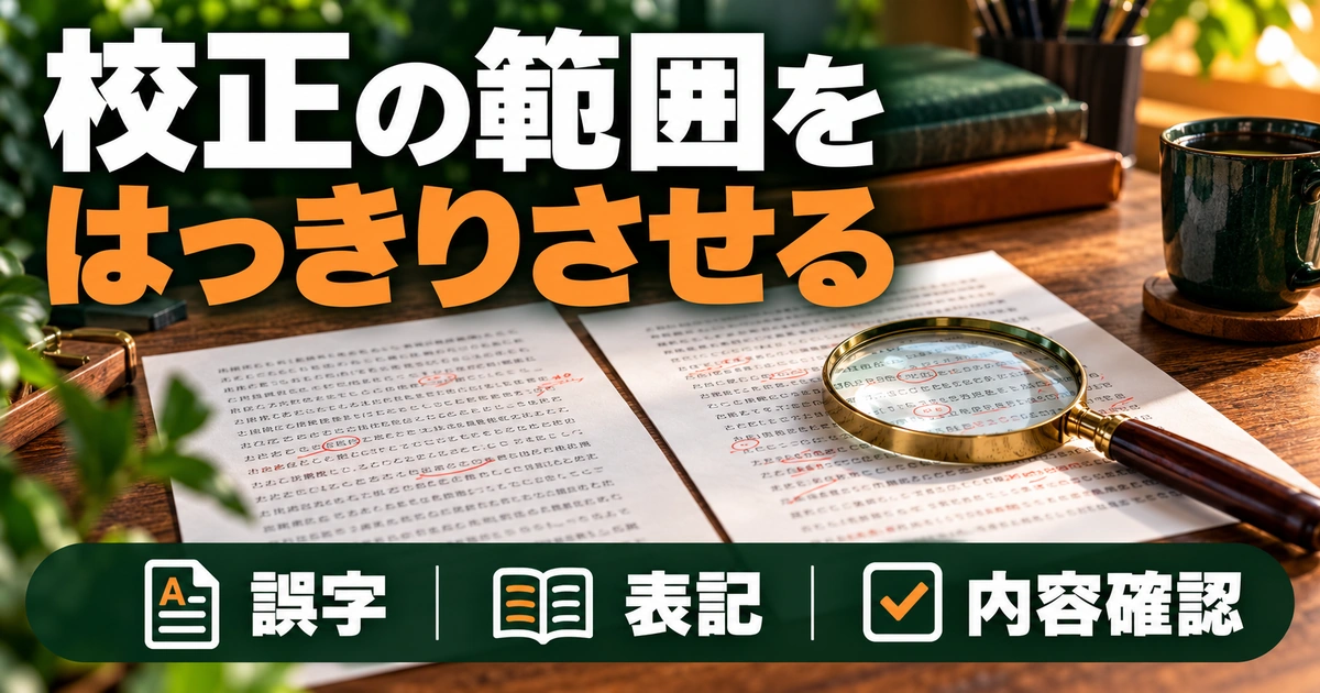 校正の範囲を:はっきりさせるを写真と図解で説明する生成イメージ