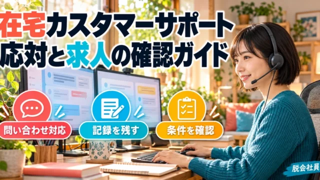 在宅カスタマーサポート：応対と求人の確認ガイドを写真と図解で説明する生成イメージ