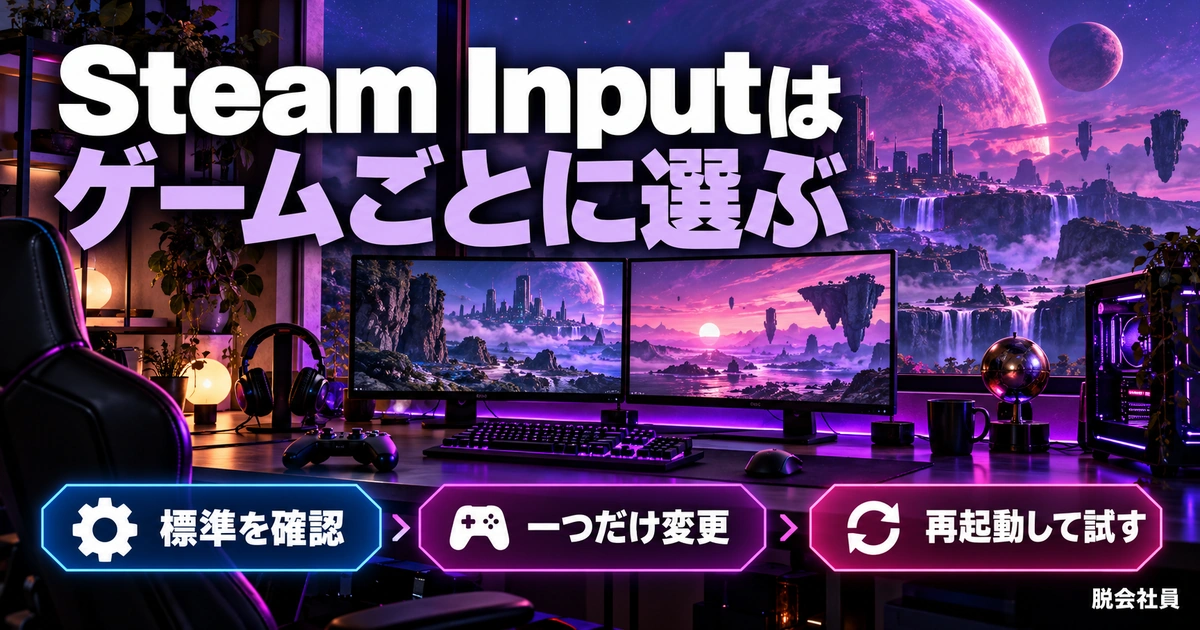 Steam Inputは。ゲームごとに選ぶを説明する生成イメージ