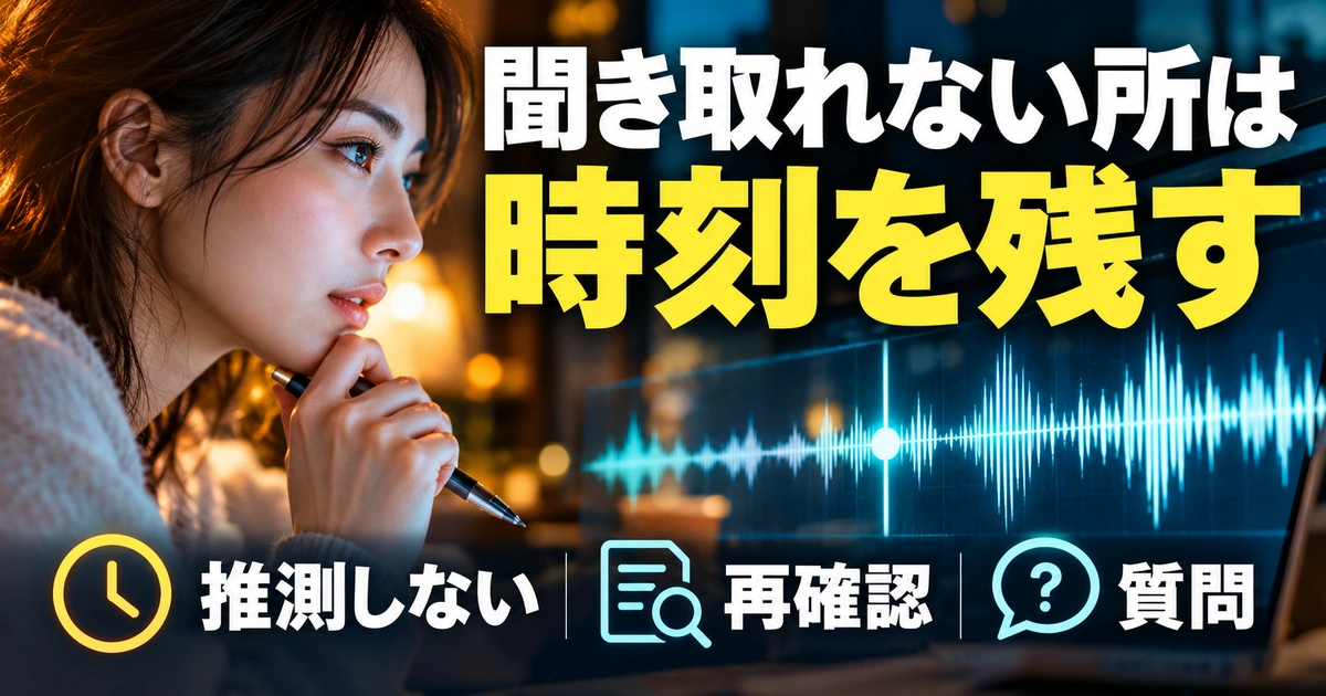 聞き取れない所は:時刻を残すを写真と図解で説明する生成イメージ