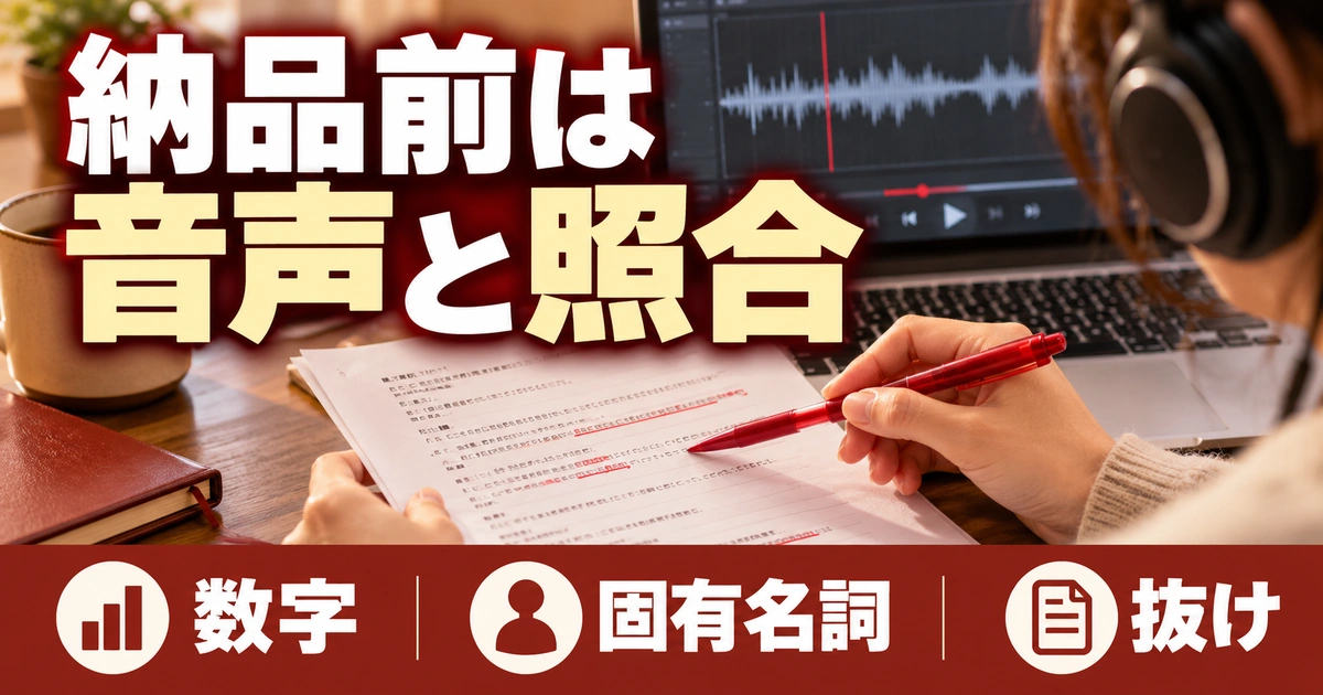 納品前は:音声と照合を写真と図解で説明する生成イメージ