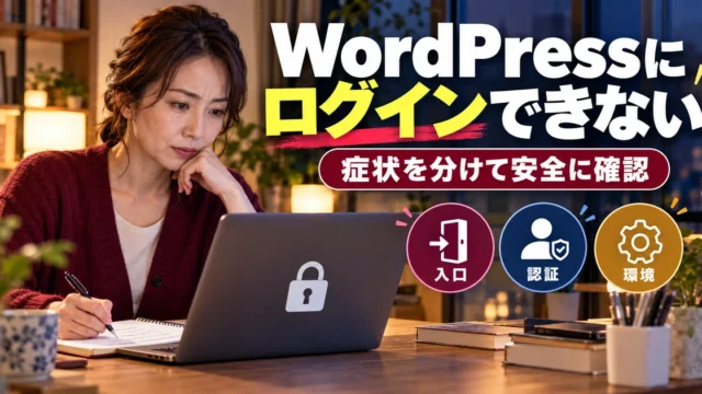 WordPressへログインできない状況を入口・認証・環境に分けて確認するイメージ
