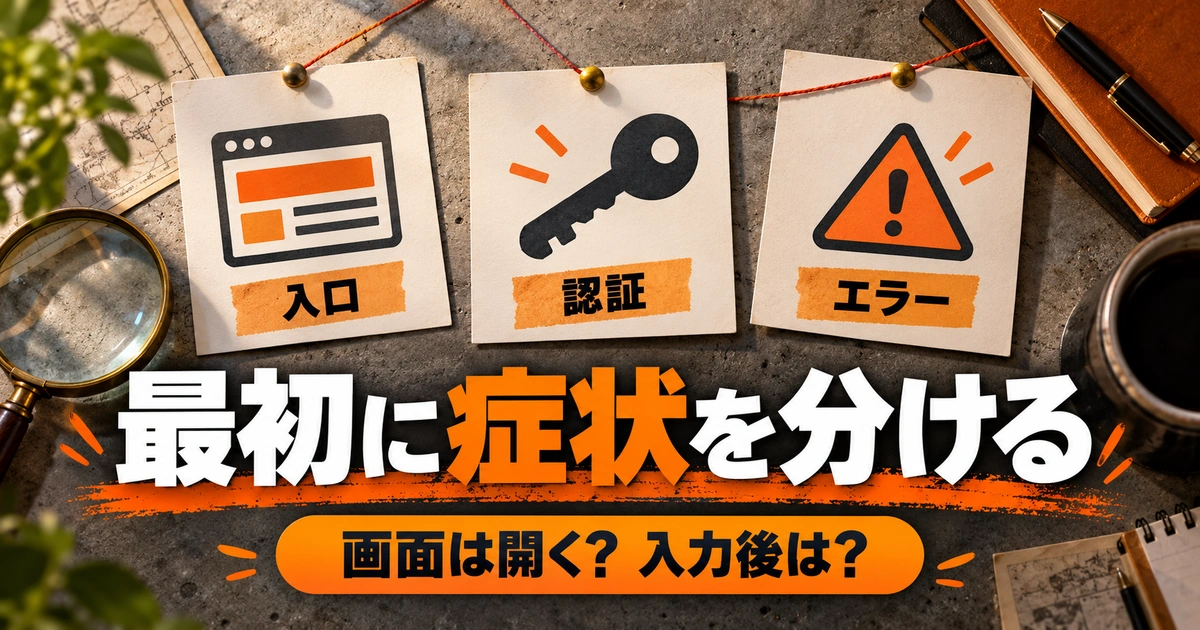 ログイン画面の入口・認証・エラーを分ける三つの確認カード