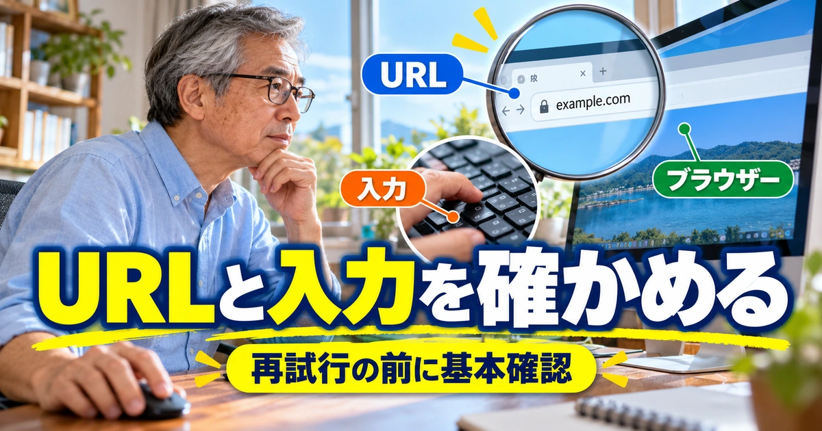 URLと入力内容、ブラウザーを再確認するイメージ