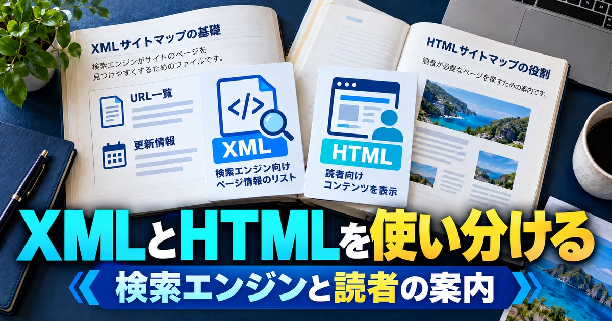検索エンジン向けXMLと読者向けHTMLの役割を分ける図解