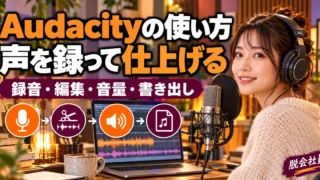 Audacityの使い方。声を録って仕上げるを説明する生成イメージ
