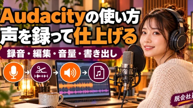 Audacityの使い方。声を録って仕上げるを説明する生成イメージ