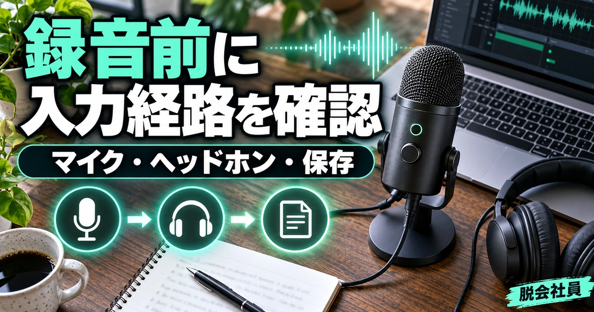 録音前に。入力経路を確認を説明する生成イメージ