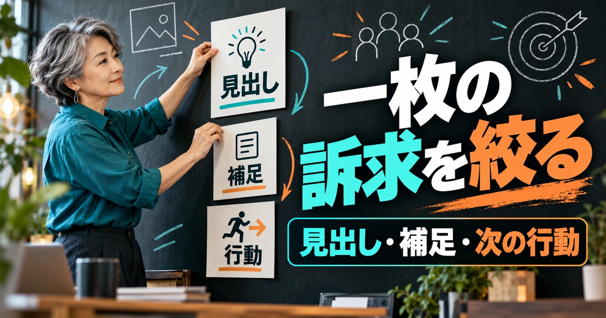 一枚の訴求を絞るを説明する生成イメージ