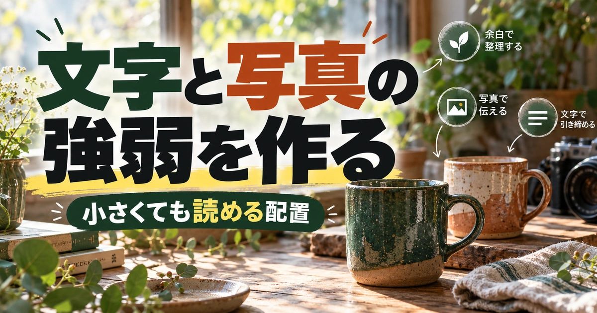 文字と写真の強弱を作るを説明する生成イメージ