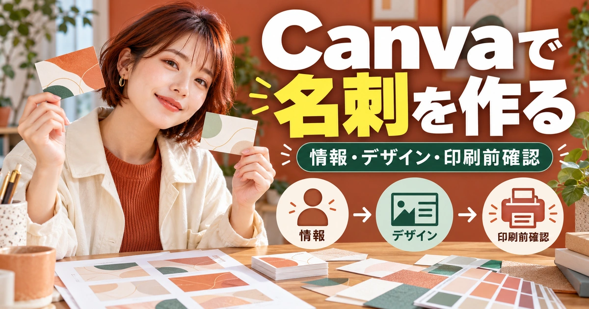Canvaで名刺を作るを説明する生成イメージ