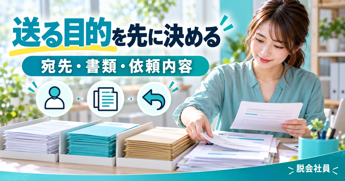 送る目的を先に決めるを写真と図解で説明する生成イメージ