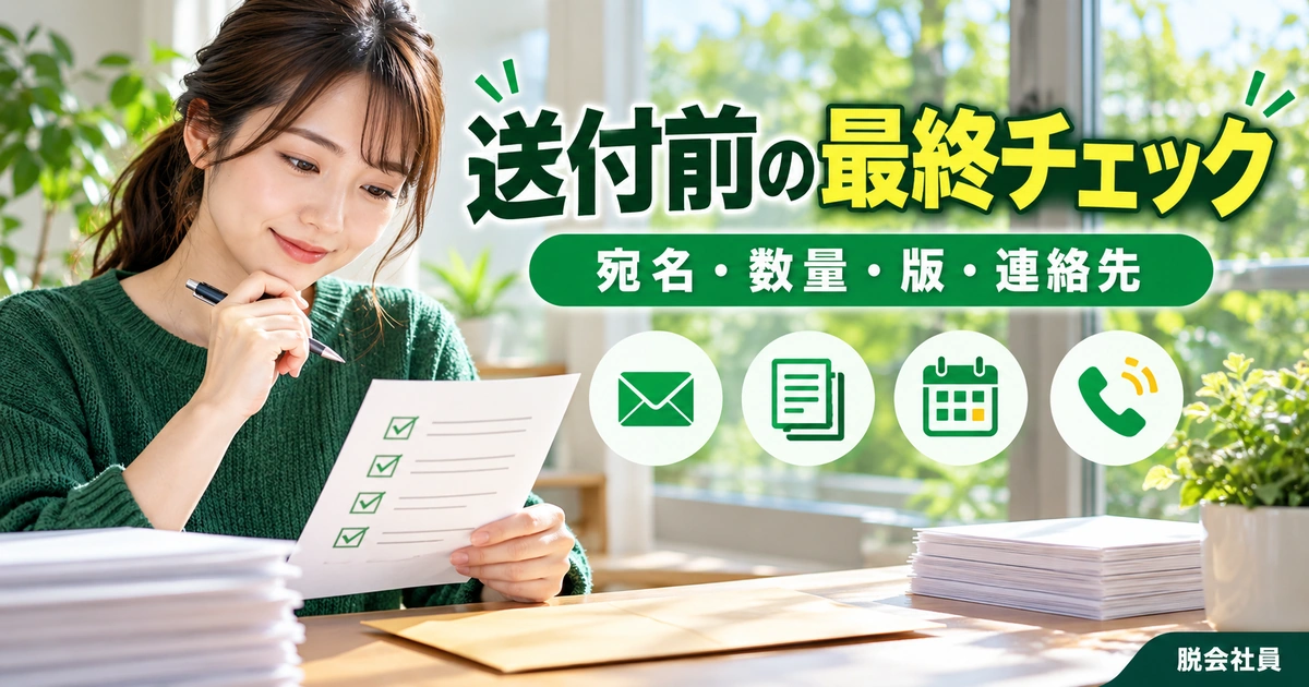 送付前の最終チェックを写真と図解で説明する生成イメージ