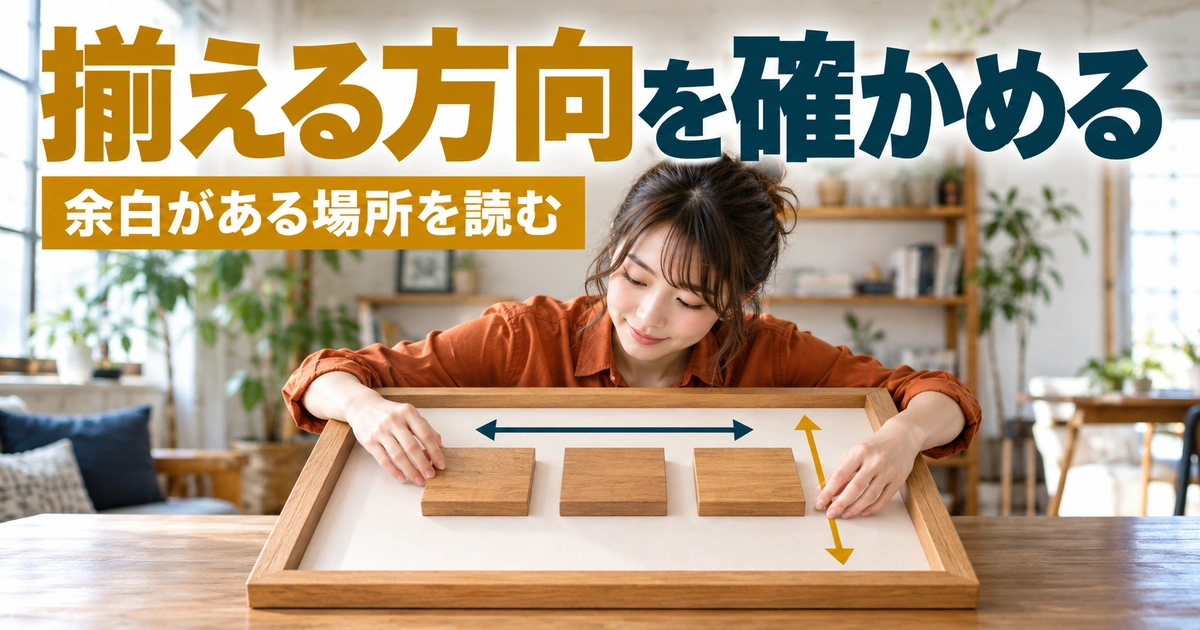 揃える方向を確かめるを説明する生成イメージ