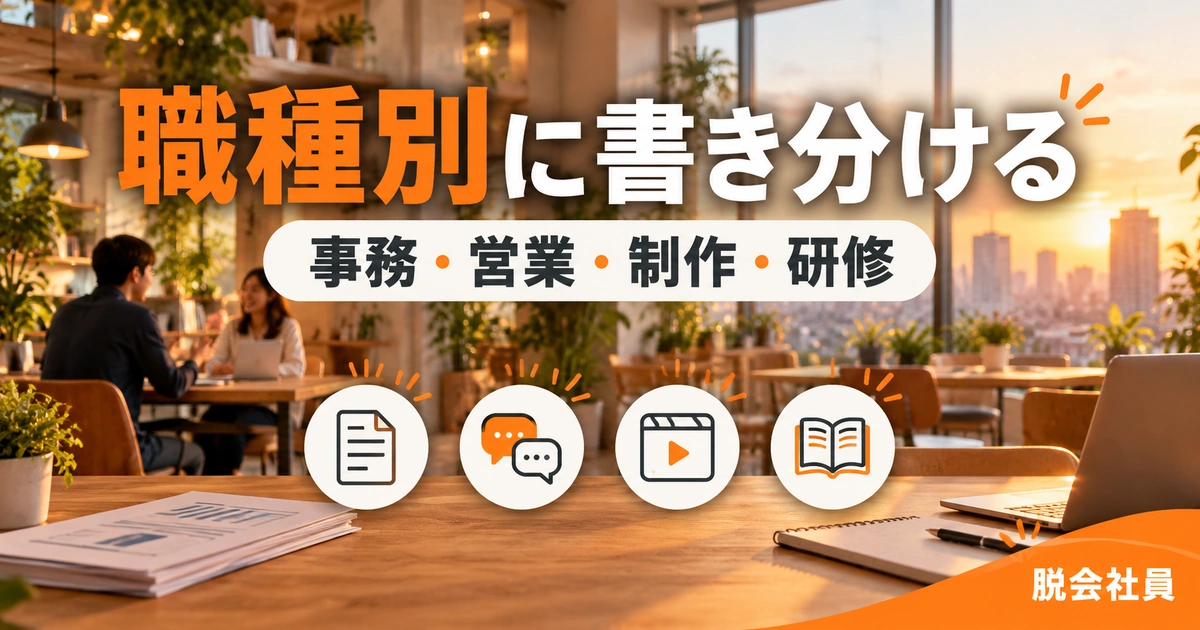 職種別に書き分けるを写真と図解で説明する生成イメージ