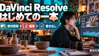 DaVinci Resolve。はじめての一本を説明する生成イメージ
