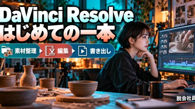 DaVinci Resolve。はじめての一本を説明する生成イメージ