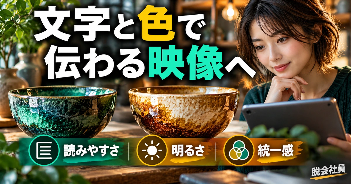文字と色で。伝わる映像へを説明する生成イメージ