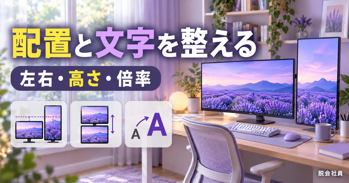 配置と文字を整えるを写真と図解で説明する生成イメージ