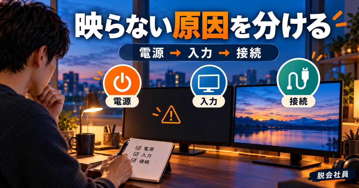 映らない原因を分けるを写真と図解で説明する生成イメージ