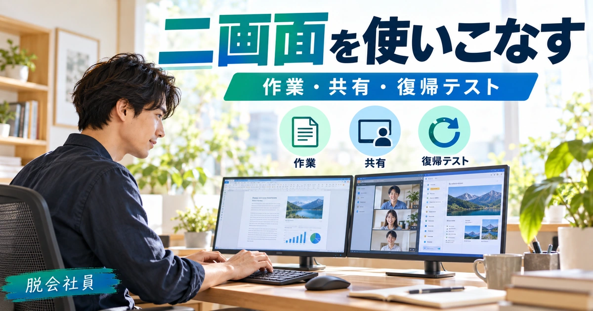 二画面を使いこなすを写真と図解で説明する生成イメージ