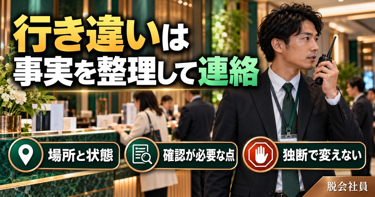行き違いは:事実を整理して連絡を写真と図解で説明する生成イメージ